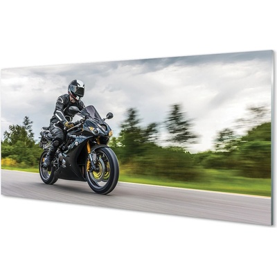 akrylový obraz Motocykl silnice mraky nebe 100x50 cm