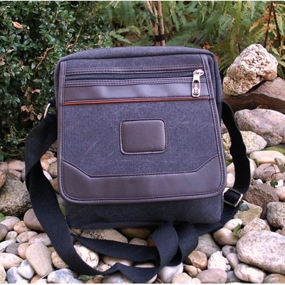 Pánska taška čierna kombinovaná crossbody hnedá