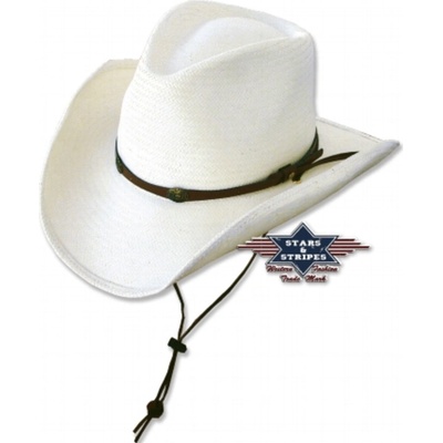 Slaměný western klobouk Stars and Stripes Bandit se šňůrkou pod bradu