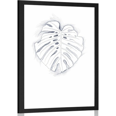 Plakát s paspartou list monstery - 40x60 no frame