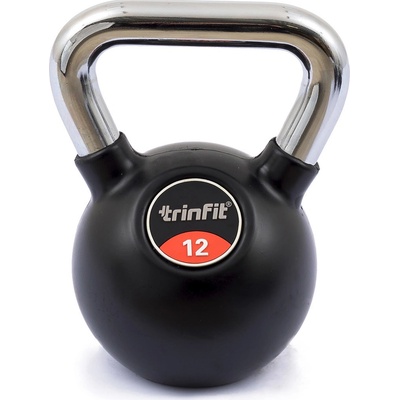 TRINFIT Kettlebell kov / guma s chrom madlem PREMIUM 12 kg