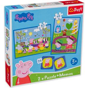 Trefl Комплект пъзел и мемо игра Trefl 2 в 1 - Щастливи моменти с Пепа (93331) - baby