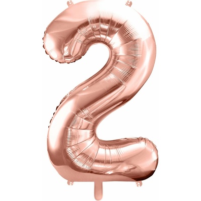 PartyDeco Fóliový balón číslo 2, 86cm rose zlatý