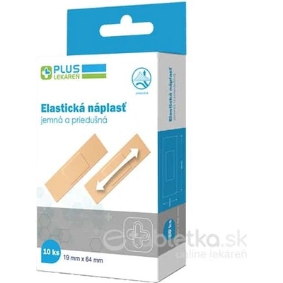 PLUS LEKÁREŇ Náplasť elastická jemná priedušná 19 x 64 mm 10 ks