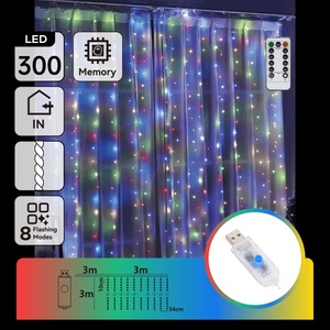 Aigostar - LED димируем коледен гирлянд 300xLED/8 функции USB 6x3m многоцветен + ДУ (AI3115)