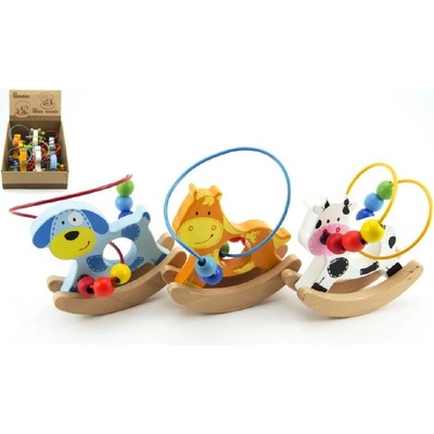 Teddies labyrint zvířátka dřevo 13x14cm asst 3 druh