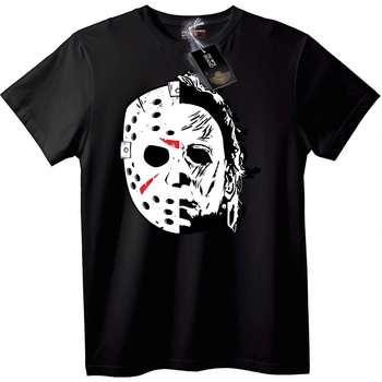 NOONEBRAND Тениска Halloween & Friday 13th Разделена Маска - L, Black