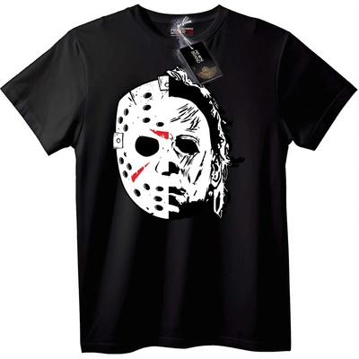 NOONEBRAND Тениска Halloween & Friday 13th Разделена Маска - L, Black