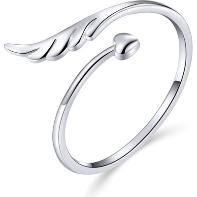 Olivie Stříbrný prsten Andělské křídlo se srdíčkem 3254