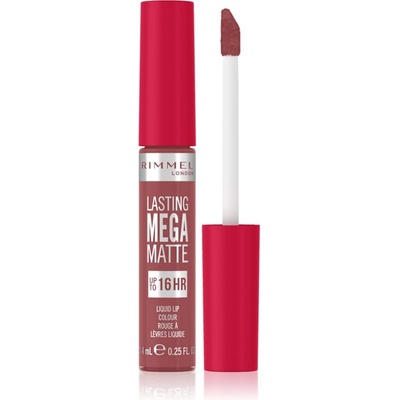 Rimmel Lasting Mega Matte леко течно матиращо червило 16 часа цвят Rose & Shine 7, 4ml