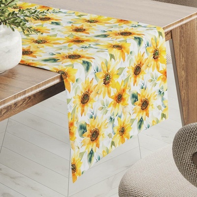 Biante Dekorační běhoun Rongo RGP-509 Akvarelové slunečnice na bílém 45x180 cm