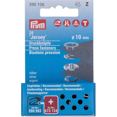 PRYM Knoflík stiskací JERSEY 10 mm - stříbrný (náhradní) – Zboží Dáma