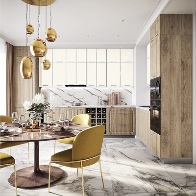 IRIM Модулна кухня City 9168 корпус сонома арвен 629 / фронт крийм гланц и сонома