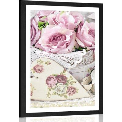 Plakát s paspartou romantický vintage styl - 20x30 black