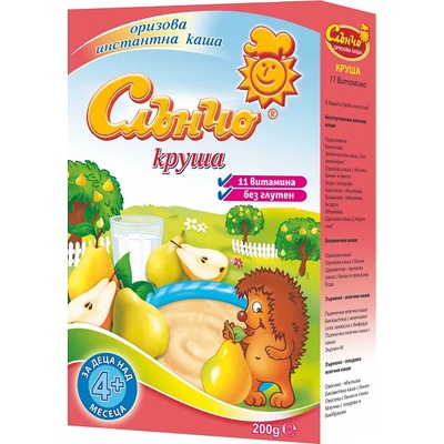 Слънчо Оризова млечна каша Слънчо - Круша, 200 g (3800005000046)