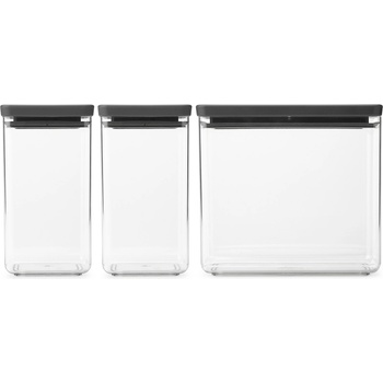 Brabantia Контейнер за съхранение на храна TASTY PLUS, комплект от 3 бр. , тъмносив, Brabantia (BRAB230707)