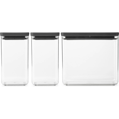 Brabantia Контейнер за съхранение на храна TASTY PLUS, комплект от 3 бр. , тъмносив, Brabantia (BRAB230707)