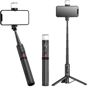 Techsuit Селфи стик Stabil Stabil Wireless, 75 см - LED статив (Q12S) - Черен