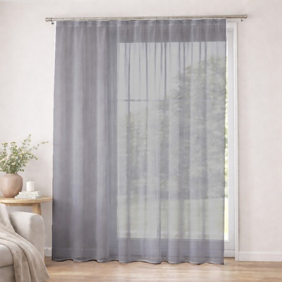 Hladký šedý voál s olůvkem - 300 cm obšití okrajů 300
