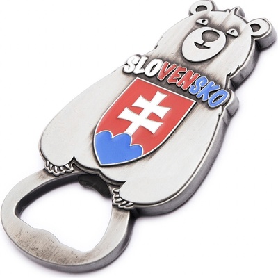 Kovový otvírák na magnet Slovakia Medvěd - stříbrný