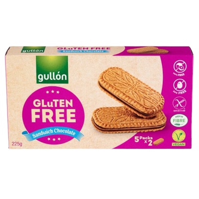 gullón БИСКВИТИ gullon САНДВИЧ БЕЗ ГЛУТЕН С ШОКОЛАДД - 225ГР