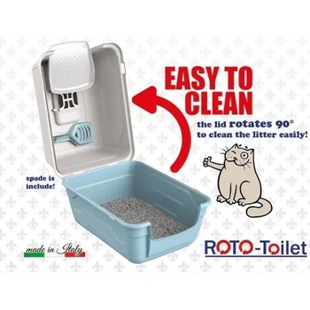 Image 1 of Georplast Закрита котешка тоалетна с карбонов филтър и лопатка ROTO, лесно почистване - 52x40x40 см GEORPLAST Италия 10588