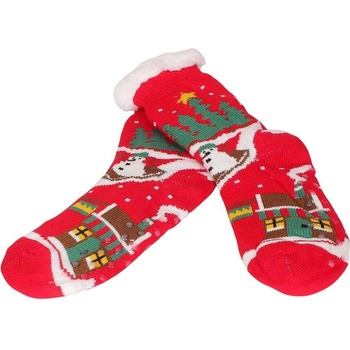 Мъжки коледни чорапи в червено със зимен пейзаж