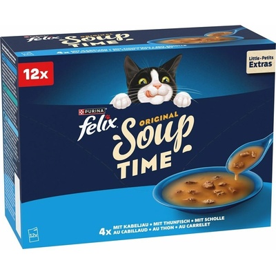 Felix Soup Multipack treska, tuňák a platýs 12 x 48 g