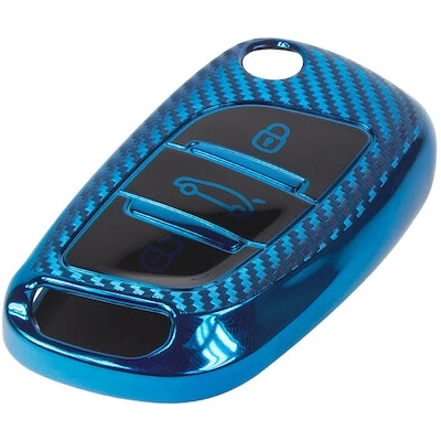 TPU obal pro klíč Peugeot, Citroen, 3-tlačítkový, carbon modrý, 484PG118CB