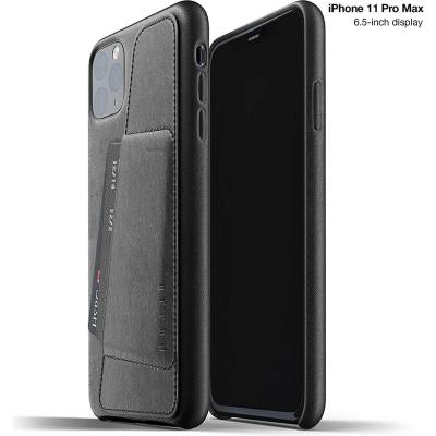 Mujjo Leather Wallet Case - кожен (естествена кожа) кейс с джоб за кредитна карта за iPhone 11 Pro Max (черен)
