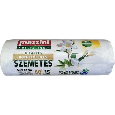 Mazzini Vrecia na odpadky recyklované s uškom parfumované 60 l 15 ks 13 µm kvetinková vôňa