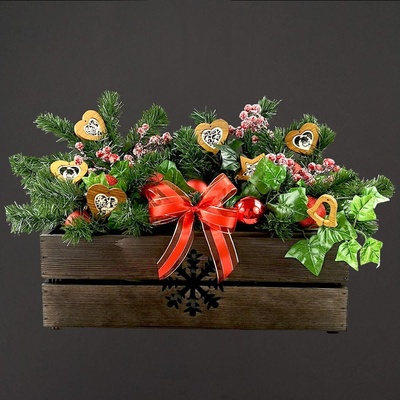 Amadea Dřevěný vánoční truhlík s vločkou tmavý 52x21,5x17 cm – Hledejceny.cz