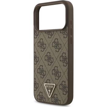 CG Mobile iPhone 17 Pro Max GUESS LEATHER 4G TRIANGLE STRASS MAGSAFE Силиконов протектор за телефон със заден капак с кожен ефект, MagSafe, BROWN GUHMP17XP4TDPLW (GUHMP17XP4TDPLW)