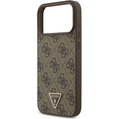 CG Mobile iPhone 17 Pro Max GUESS LEATHER 4G TRIANGLE STRASS MAGSAFE Силиконов протектор за телефон със заден капак с кожен ефект, MagSafe, BROWN GUHMP17XP4TDPLW (GUHMP17XP4TDPLW)