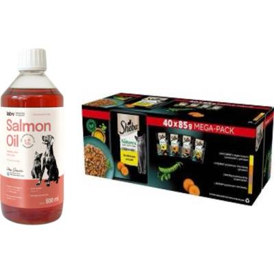 Sheba Nature's Collection Poultry Jelly Flavours vlhké krmivo pro kočky 40x85 g + LAB V Lososový olej 500 ml