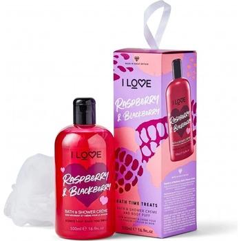 I LOVE Комплект I Love: Малина и къпина Хидратиращ Душ гел За всички типове кожа 500 мл + I Love Гъба за тяло