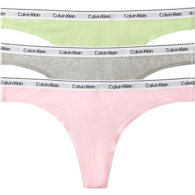 CALVIN KLEIN tangá 3PACK Icon logo stretch cotton pink & high green color combo limitovaná edícia