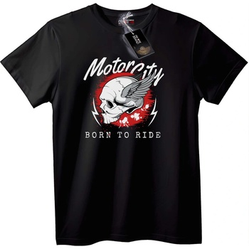 NOONEBRAND Тениска 'Роден да кара' от Motorcity - M, Black