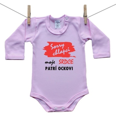 Boodyy Ružové Body s dlhým rukávom Sorry chlapci moje srdce patrí ockovi