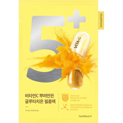 Numbuzin No. 5+ Glutathione Vitamin Concentrated Mask - Posvjetljujuća Platnena Maska 1kom/27ml
