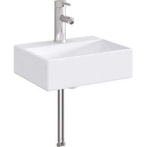 vidaXL Мивка за баня с кран и отвод Хром 39 x 30, 5 x 12, 5 см Керамика (890220)
