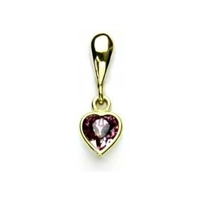 Čištín Zlatý přívěsek srdíčko žluté i bílé zlato Swarovski krystal Light ametyst P 1315 22