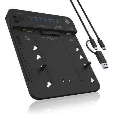 RaidSonic IB-2913MCL-C31, за M. 2 NVMe SSD and 2.5"-3.5" SATA SSD-HDD, USB, черен (IB-2913MCL-C31)