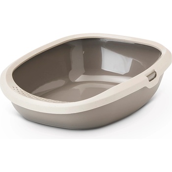 SAVIC Gizmo Happy Planet - Котешка тоалетна къща с ринг против изсипване на пясък/силикон, 44x35.5x12.5см - мока, гранит/ топло сиво