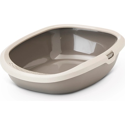 SAVIC Gizmo Happy Planet - Котешка тоалетна къща с ринг против изсипване на пясък/силикон, 44x35.5x12.5см - мока, гранит/ топло сиво