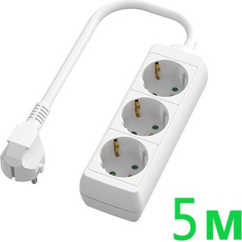 UltraLux Разклонител с 3 Шуко гнезда, 5 метра, бял (r35w)