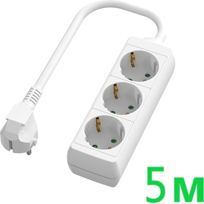 UltraLux Разклонител с 3 Шуко гнезда, 5 метра, бял (r35w)