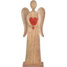 Orion Dřevěný anděl s červeným srdcem MANGO 62 cm