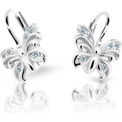 Danfil detské náušnice motýlik C2226 z bieleho zlata white klapka