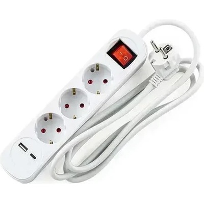 Muhler Разклонител с ключ, 3g и 2 usb a+c порта (1006182/к)